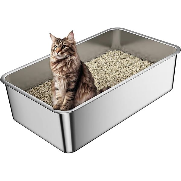 NEW ANYCOO XL STAINLESS STEEL CAT LITTER BOX
