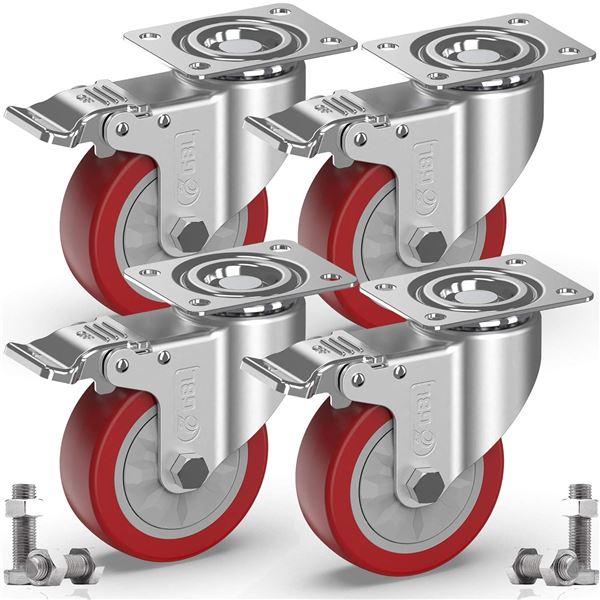 NEW IN BOX GBL 4PCS CASTER SET MODEL # R3-100MM