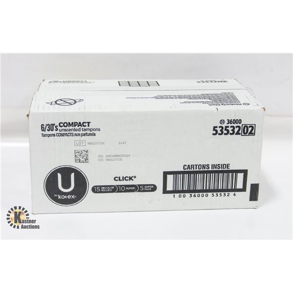 BRAND NEW BOX OF 30 U BY KOTEX TAMPONS