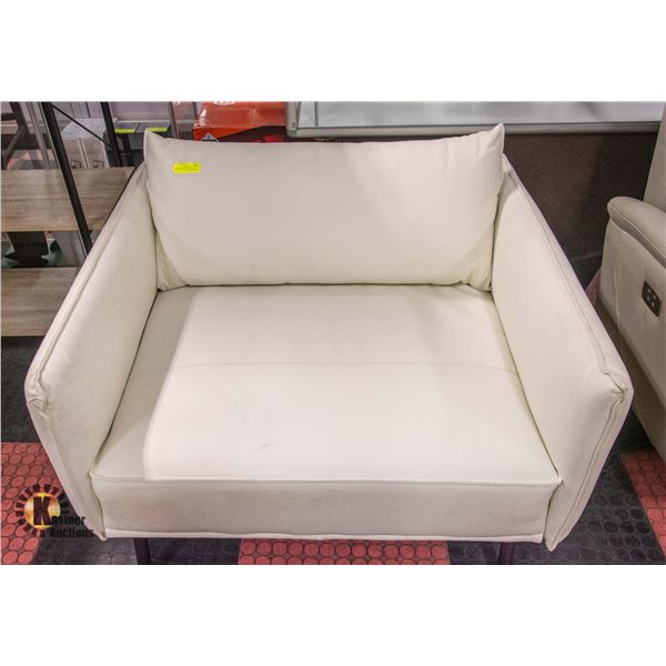 OVERSIZED OFF WHITE POST MODERN LEATHERETTE CHAIR