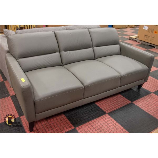 SHOWHOME GREY LEATHER MODERN SOFA
