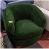 Image 1 : SHOWHOME GREEN SUEDE MATERIAL SWIVELING ARM CHAIR