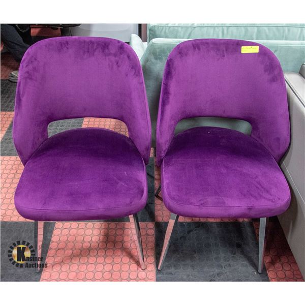 PAIR OF PURPLE SWADE CHAIRS
