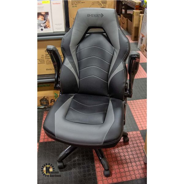 BLACK AND GREY EMERGE GAMING CHAIR