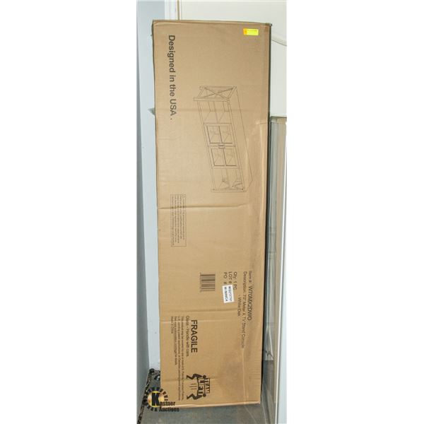 NEW 70" METAL X TV STAND CONSOLE - WHITE OAK