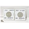 Image 1 : 2 1953 SILVER CANADIAN QUARTERS