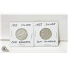 Image 1 : 2 1955 SILVER CANADIAN QUARTERS