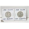 Image 1 : 2 1958 SILVER CANADIAN QUARTERS