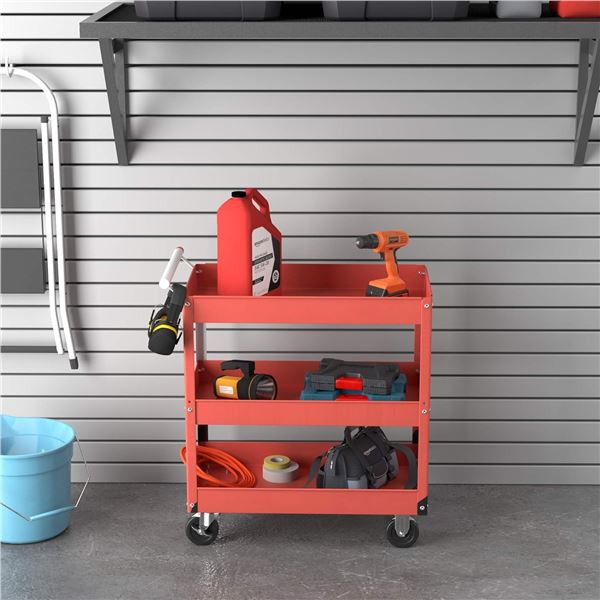 NEW AMAZON BASICS 3-SHELF STEEL UTILITY CART