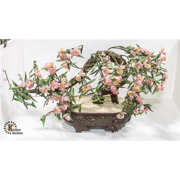 VINTAGE POLIHSED NATURAL STONES BONZAI TREE 15"