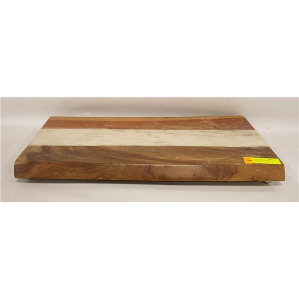 WOOD+MARBLE SERVING BOARD 20.5 INCH X 12