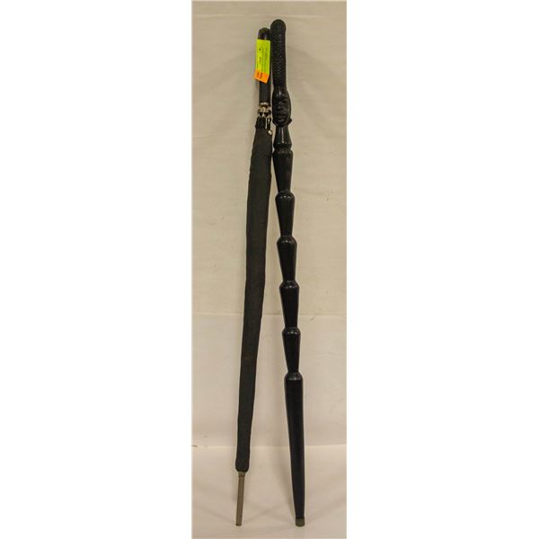 VINTAGE AFRICAN BLACKWOOD WALKING STICK SOLD WITH