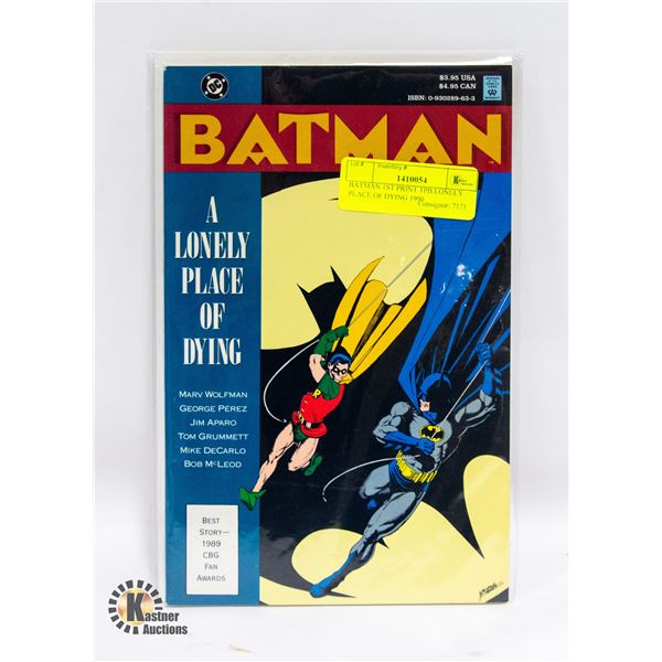 BATMAN 1ST PRINT TPB LONELY PLACE OF DYING 1990