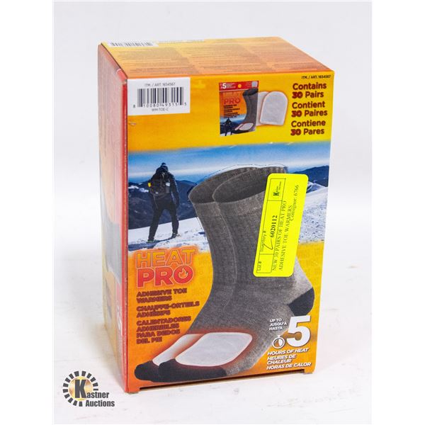 NEW 30 PAIRS OF HEAT PRO ADHESIVE TOE WARMERS