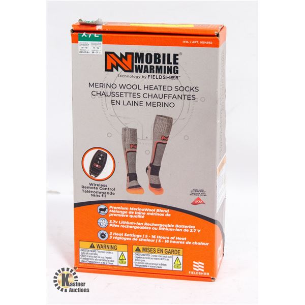 PAIR MOBILE WARMING MERINO WOOL HEATED SOCKS