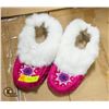 Image 1 : LADIES PINK MOCCASINS LEATHER BEADED FUR APRX SZ 6