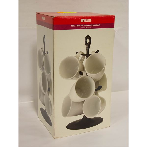 MELIOR NEW MUG TREE WITH 6 PORCELAIN MUGS