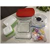GLASS COOKWARE, ASSORTED LRG RUBERMAID,