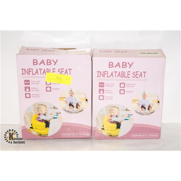 2 INFLATABLE BABY SEATS W/BUILT-IN PUMP 6-24MONTHS