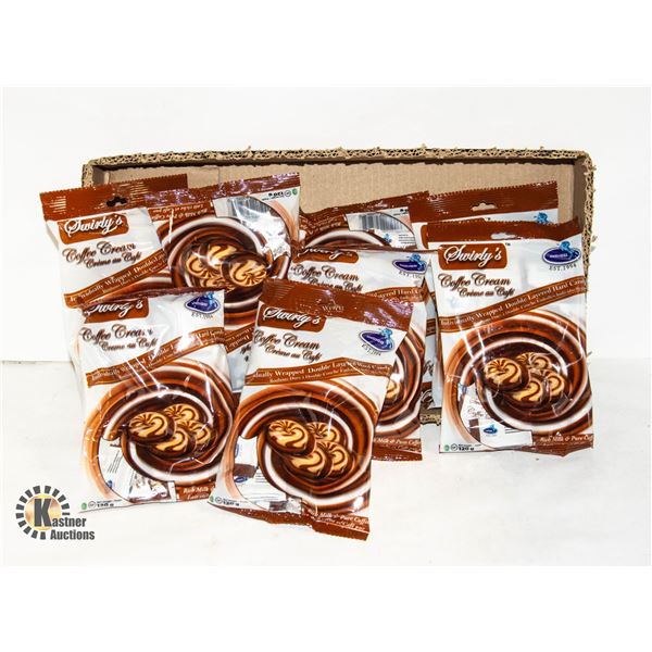 EIGHT BAGS OF SWIRLY, COFFEE, CREAM CANDY