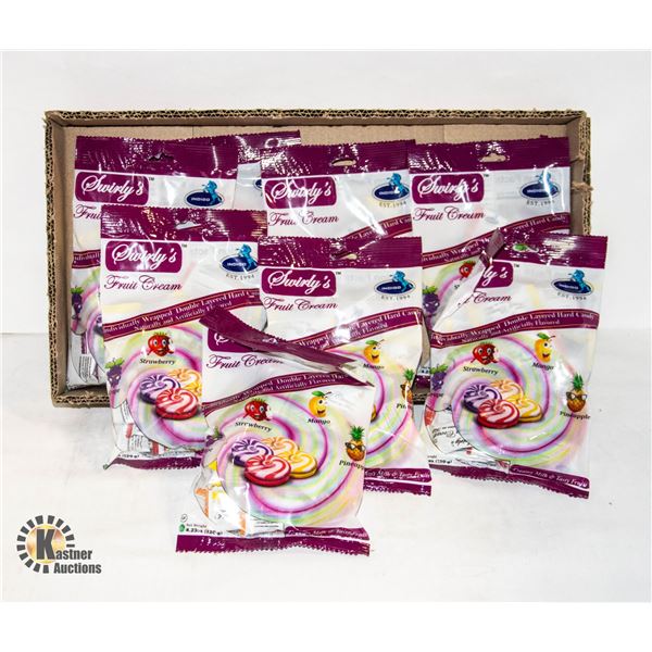 EIGHT BAGS OF SWIRLY, FRUIT CREAM CANDY