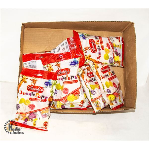 EIGHT BAGS OF SWIRLY JUNGLE POPS