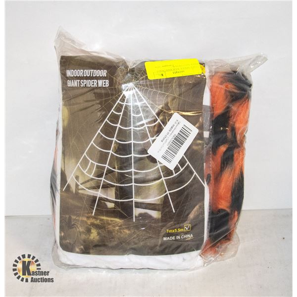 22 FOOT SPIDER-WEB AND 3 FOOT SPIDER HALLOWEEN