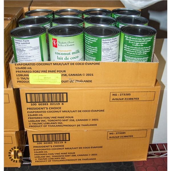 3 CASES PRESIDENT’S CHOICE EVAPORATED COCONUT MILK