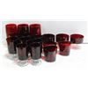 Image 1 : ESTATE VINTAGE RUBY GLASS DRINKWARE ALL TOGETHER