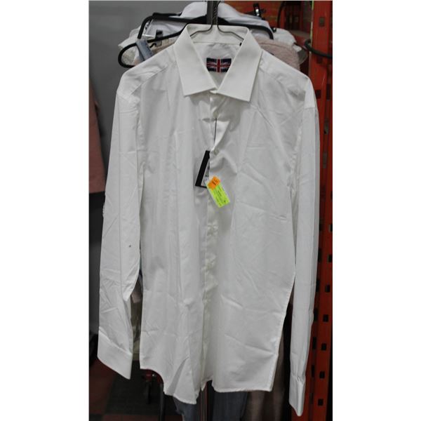NEW WITH TAGS MENS SIZE 16.5 WHITE BUTTON
