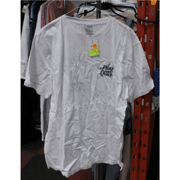 NEW WITH TAGS T-BAR WHITE T-SHIRT PEACE