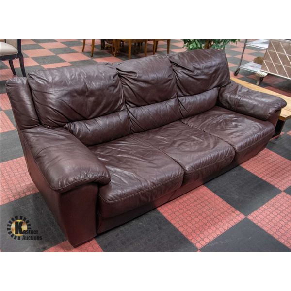 ESTATE BROWN LEATHER 3-PERSON SOFA