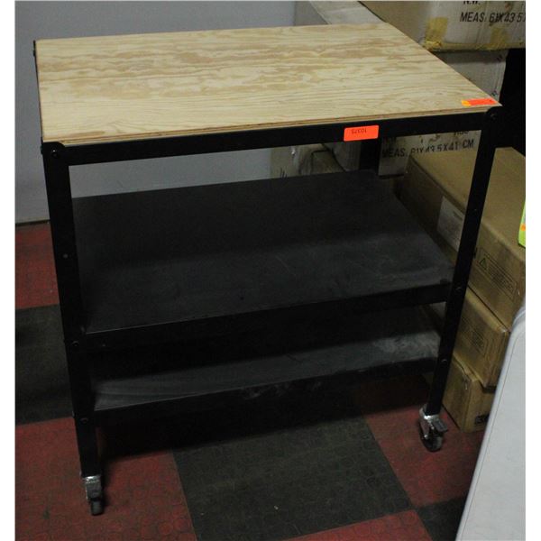 BALIFF SIEZURE: METAL WORK BENCH W/ WOOD TOP