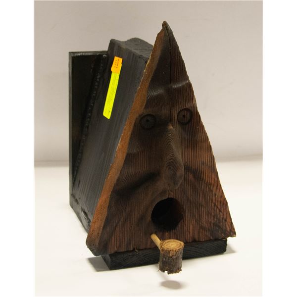 WHIMSICAL WOOD SPIRIT BIRDHOUSE SOLID WOOD