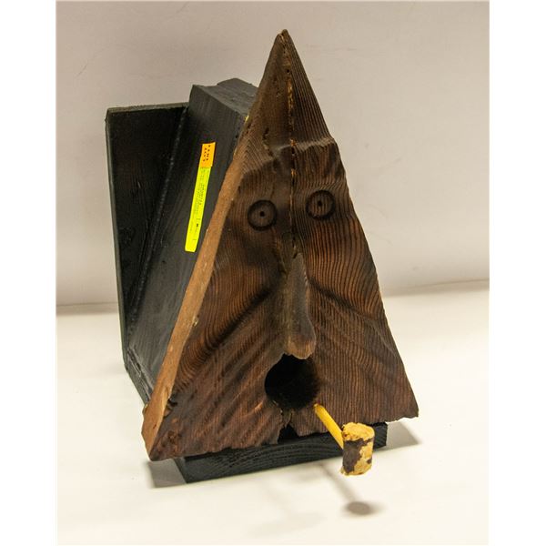 WHIMSICAL WOOD SPIRIT BIRDHOUSE SOLID WOOD
