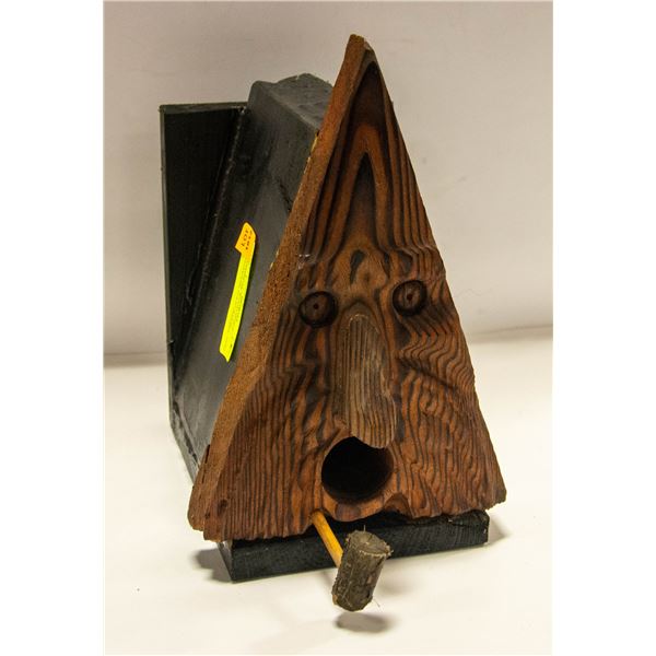 WHIMSICAL WOOD SPIRIT BIRDHOUSE SOLID WOOD