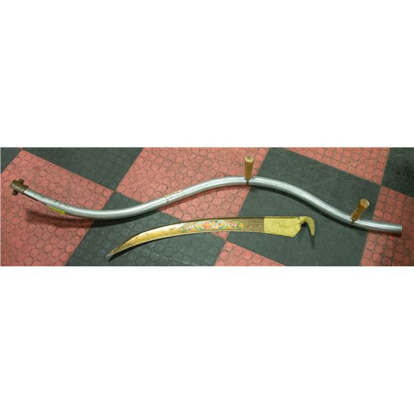 VINTAGE TIP TOP SCYTHE HANDLE W/BLADE (DETACHED)