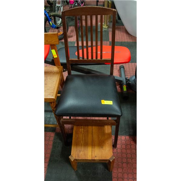 FOLDING WOODEN CHAIR & STOOL