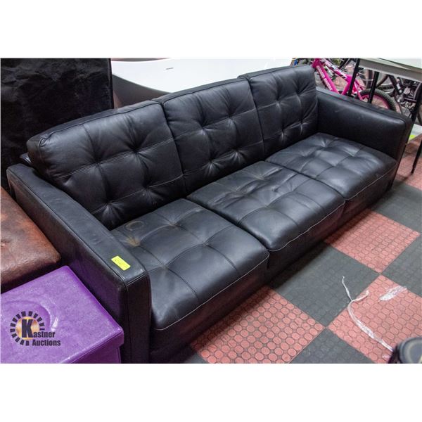 BLACK LEATHER SOFA *NO LEGS* AS IS NEEDS CLEANING