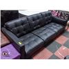 Image 1 : BLACK LEATHER SOFA *NO LEGS* AS IS NEEDS CLEANING