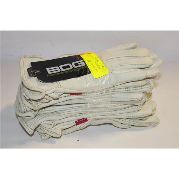 6 NEW PAIR OF LEATHER WORK CLOVES