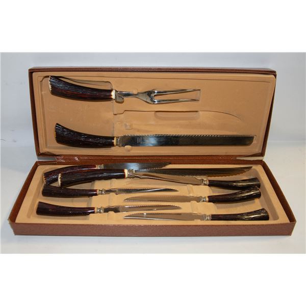 VINTAGE RESIN BONE HANDLED CUTLERY SET