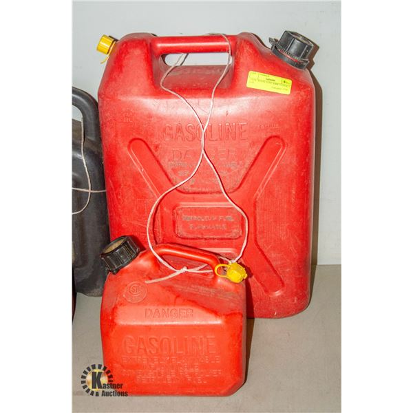5 GAL. RED PLASTIC JERRY CAN & 1 GAL
