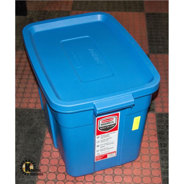 NEW RUBBERMAID 68 LITRE ROUGHNECK TOTE WITH LID