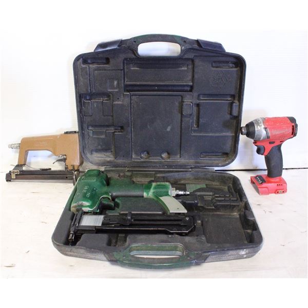 2 PNEUMATIC STAPLERS, MILWAUKEE CORDLESS SCREW-