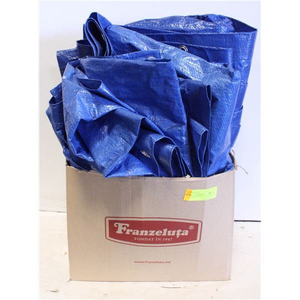 2 LARGE BLUE TARPS, SZ- 20 FT X 16 FT