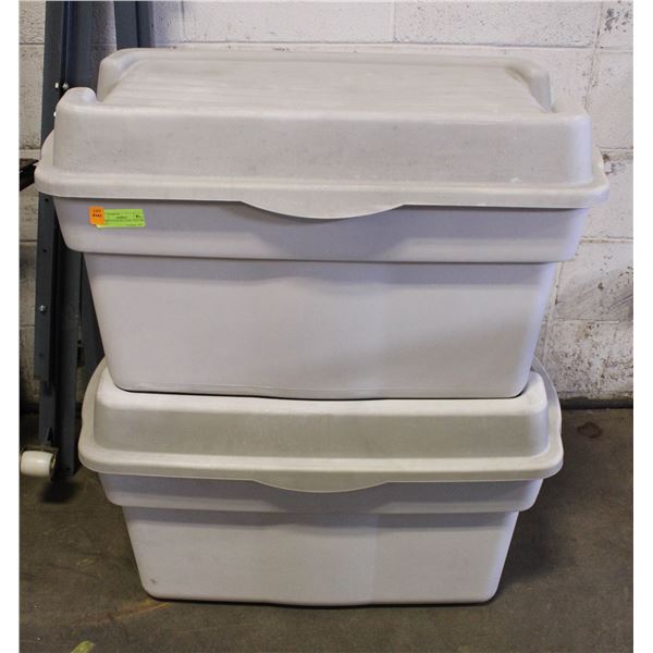 2 LARGE TOTES W/2 LIDS, 150-LITRE, GRAY
