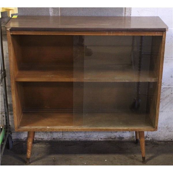 VINTAGE DISPLAY CABINET WITH GLASS SLIDING DOORS