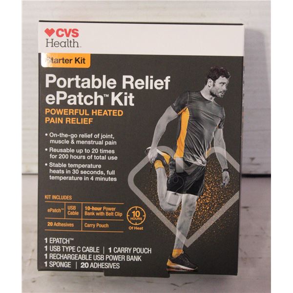 NEW CVS HEALTH PORTABLE RELIEF E PATCH STARTER KIT