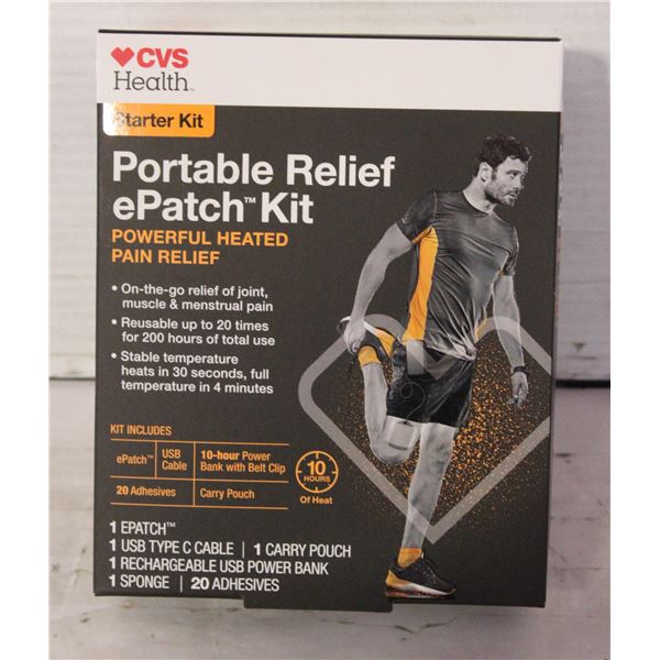 NEW CVS HEALTH PORTABLE RELIEF E PATCH STARTER KIT